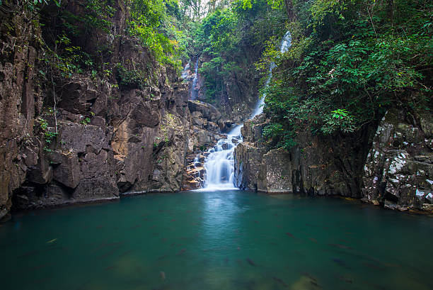 istock waterfall in nature at Thailand. 472203446