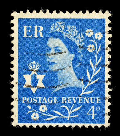 Exeter, United Kingdom - February 14, 2010: An English Used Postage Stamp showing Portrait of Queen Elizabeth 2nd,printed and issued from 1971 to 1996