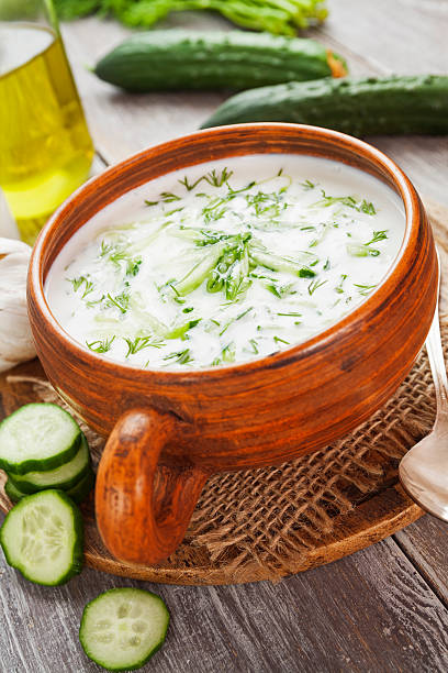 istock Summer soup with cucumbers, yogurt and fresh herbs 472206678