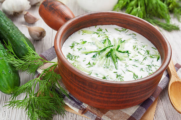istock Summer soup with cucumbers, yogurt and fresh herbs 472206684