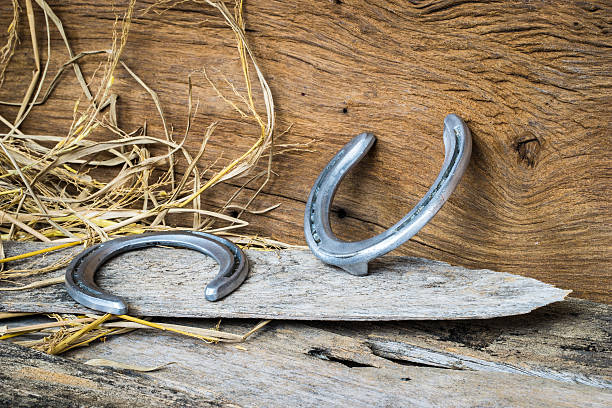 istock horse shoes on wood 472206733