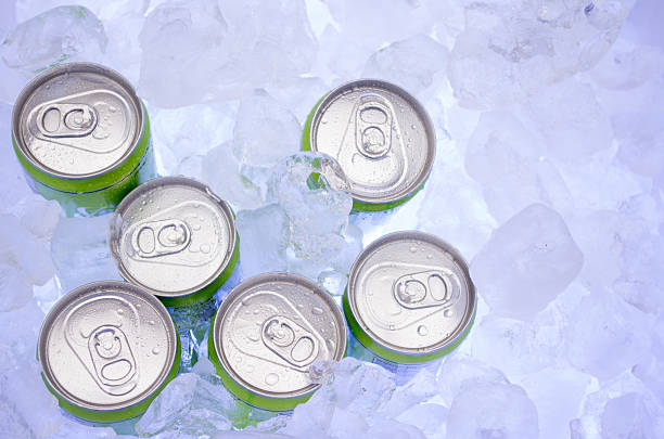 istock green Cans of Beer in Ice Cubes 472207815