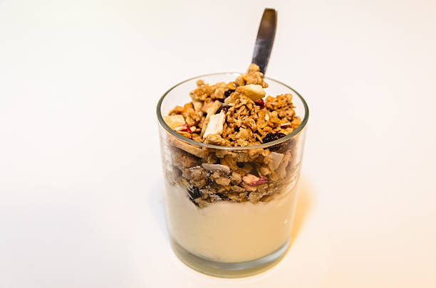 yogurt with cereal stock photo