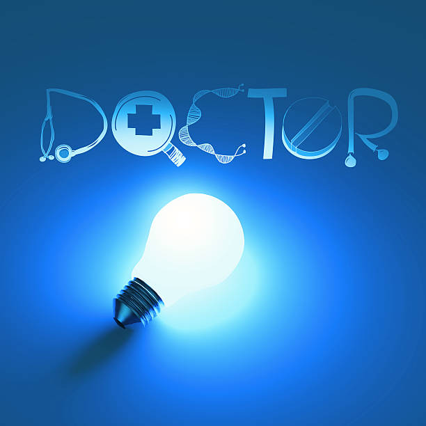 istock 3d virtual light bulb and text design  DOCTOR as concept 472209835