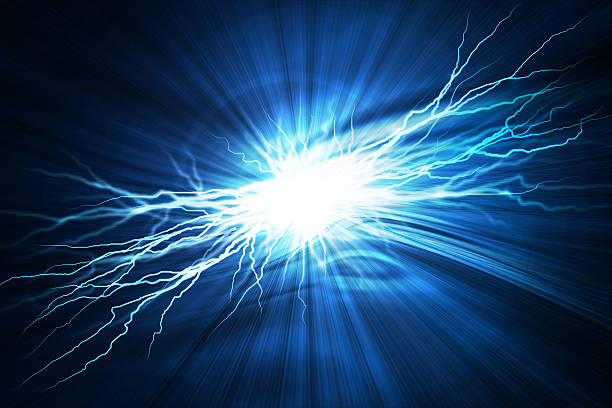 istock Electric  flash of lightning on a blue background 472210307