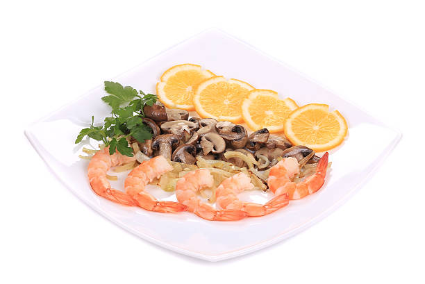 istock Shrimp salad with mushrooms. 472211255