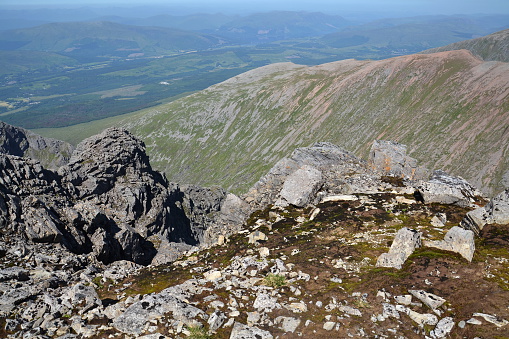 View from the Ben Nevis summit - the highest mountain in the United Kingdom 