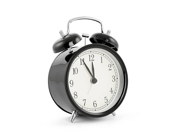 istock Black old style alarm clock with clipping path 472214107
