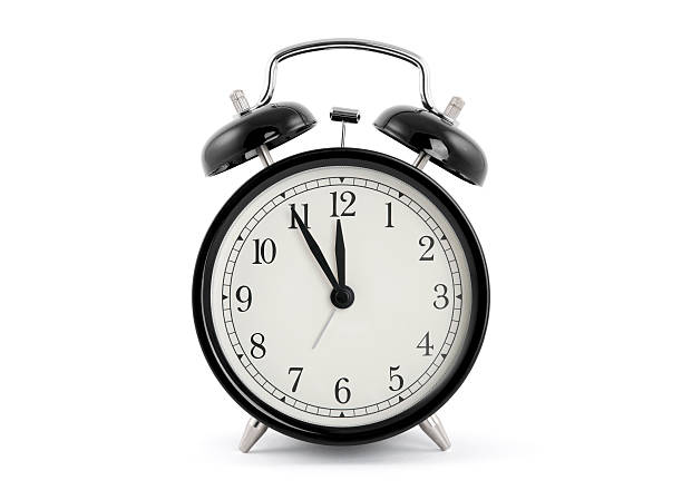 istock Black old style alarm clock with clipping path 472214119