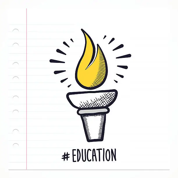 Vector illustration of Doodle Flame Torch