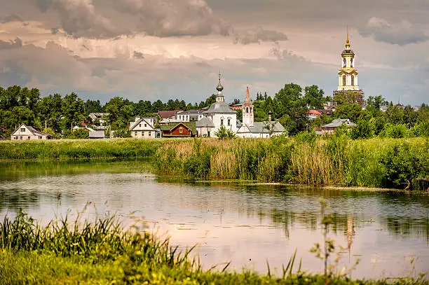 View of the village of Suzdal from the fields outside town