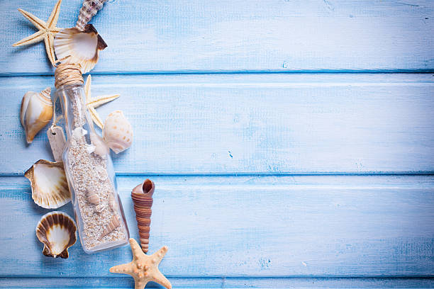 istock Marine items on wooden background. 472214962