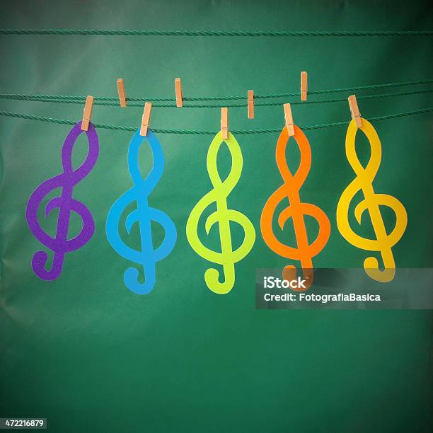 Hanging Treble Clefs Stock Photo - Download Image Now - Five Objects, Key Signature, Art