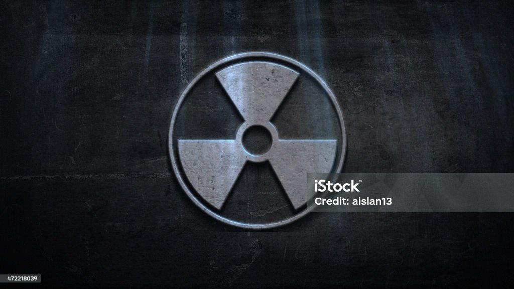 Radiation Warning on Grunge Wall Radioactive Contamination Stock Photo