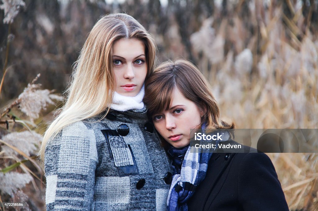 Two young pensive beautiful women. Two young pensive beautiful women.  20-24 Years Stock Photo