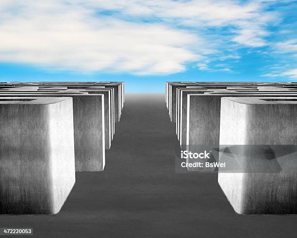 3d Concrete Maze With Sky Background Stock Photo - Download Image Now - Abstract, Adversity, Blue