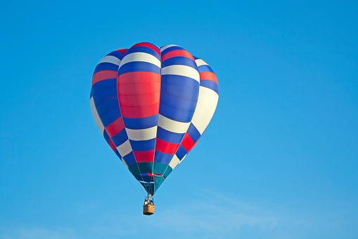 Red, white and blue hot air balloon.