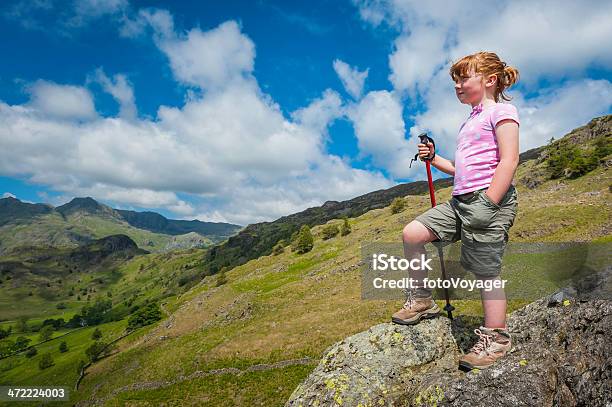 Foto de Jovem Alpinista Olhando Verão Paisagem Verde De Mountain Valley e mais fotos de stock de Andar