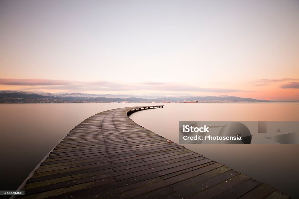 Pier Crescent-shaped pier at sunrise... 2015 Stock Photo