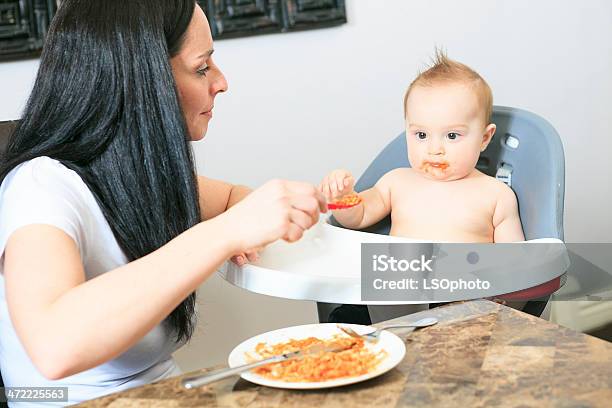 Baby Eat Pasta Like It Stock Photo - Download Image Now - Adult, Baby - Human Age, Baby Boys