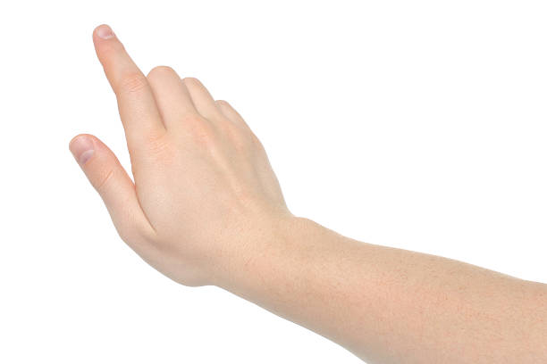 istock A male hand pointing at something isolated on white 472225967