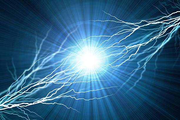 istock Electric  flash of lightning on a blue background 472229983