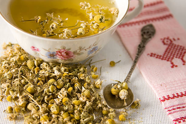 ромашковый чай - chamomile herbal tea chamomile plant tea стоковые фото и изображения