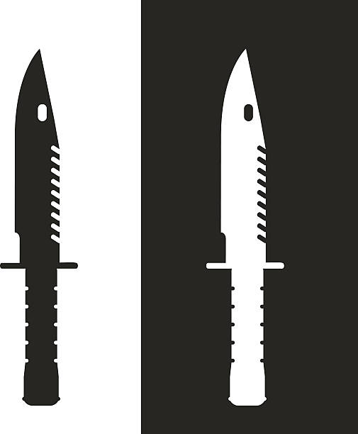 bajonett m9 messer-symbol - dagger military isolated bayonet stock-grafiken, -clipart, -cartoons und -symbole