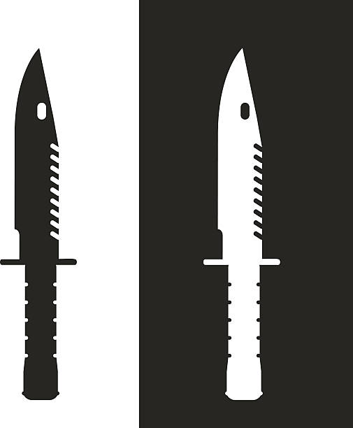 illustrations, cliparts, dessins animés et icônes de baïonnette m9 couteau icône - dagger military isolated bayonet