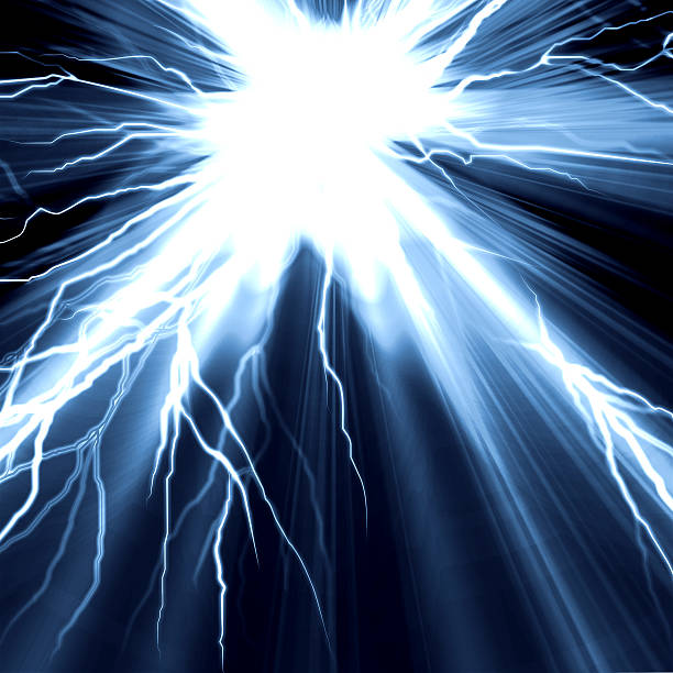 istock Electric flash of lightning on a dark 472232809