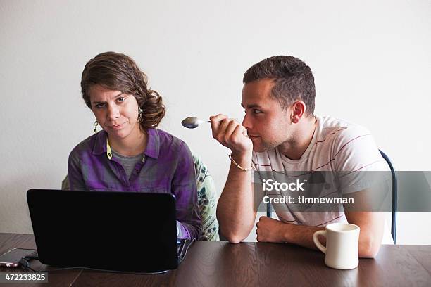 Woman Annoyed With Man In Coffee Shop Stock Photo - Download Image Now - 20-29 Years, Adult, Adults Only