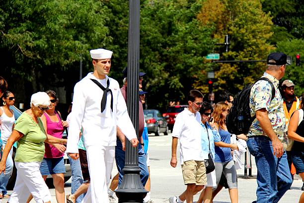 Chicago, Illinois, USA - August 17, 2012: Crowd of people near Navy Pier: One of Chicago's most popular tourist attractions.
