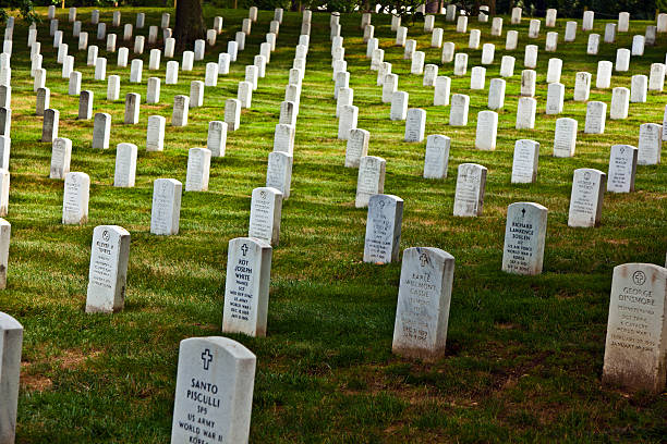 gravestones no cemitério nacional de arlington - arlington virginia arlington national cemetery veteran cemetery imagens e fotografias de stock