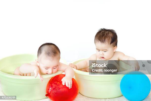 Baby Girl And Boy Twins Having A Bath Stock Photo - Download Image Now - Asian and Indian Ethnicities, Brother, Sister