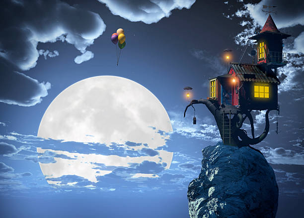 istock 3d Fairytale Tree House in the Clouds 472235957