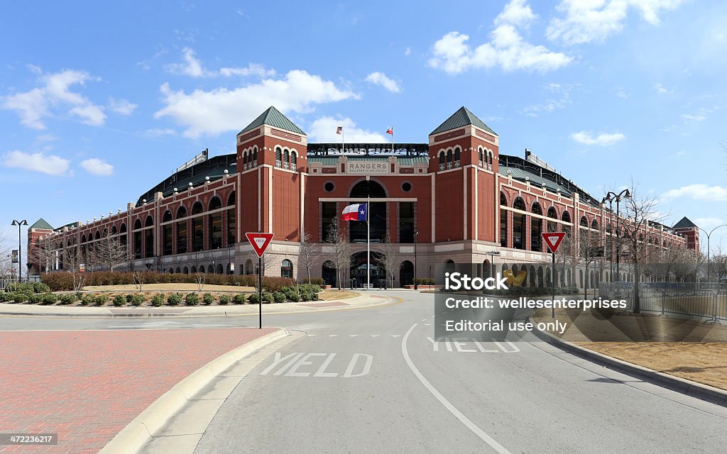 Globe Life Park in Arlington Arlington, Texas, USA – March 14, 2014: Globe Life Park in Arlington located in Arlington, Texas. Formerly known as Rangers Ballpark in Arlington, the ballpark is home to The Texas Rangers baseball team. Arlington - Texas Stock Photo