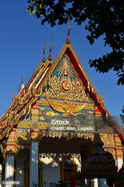 Wat Mongkol Temple Phuket Thailand Stock Photo - Download Image Now - 2015, Architecture, Blue