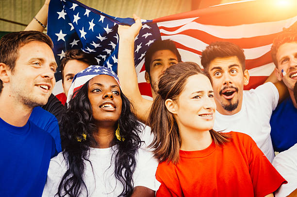 istock Young American supporters at stadium 472237211