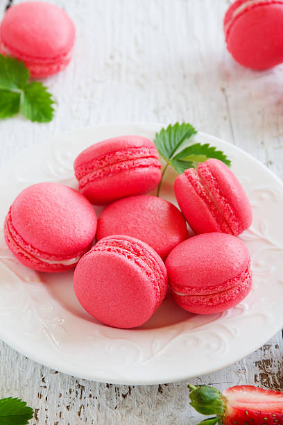 istock Makarons - with strawberry cream. 472242672
