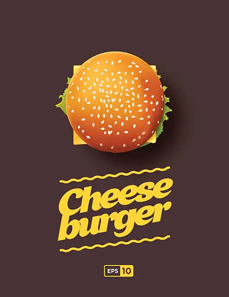 Vector illustration of Top view illustration of cheesburger