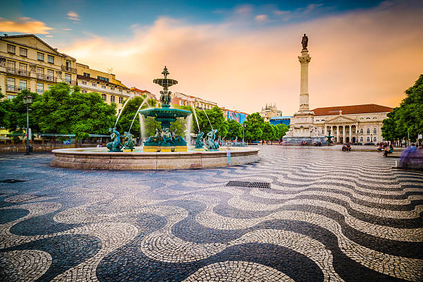 Rossio Square of Lisbon Lisbon, Portugal cityscape at Rossio Square. lisbon photos stock pictures, royalty-free photos & images