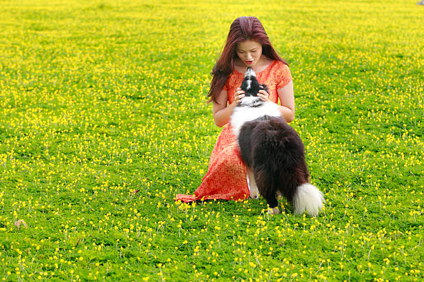 istock Cute  girl with her Dog in park. 472249996