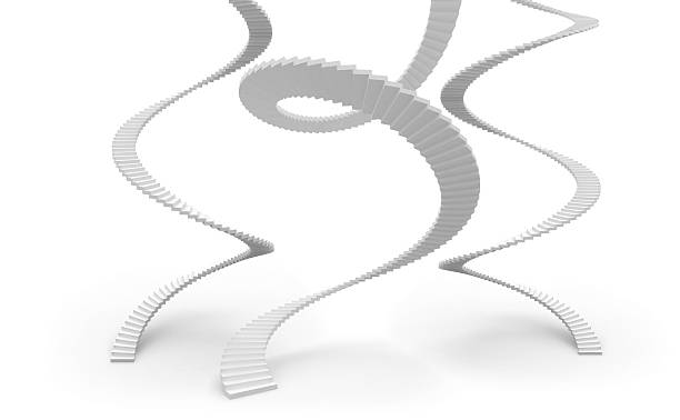 istock Group of 3d spiral stairs isolated on white background 472257154