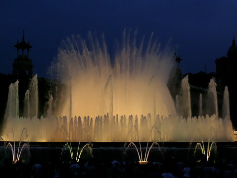 The Magic Fountain of Montjuïc in the Montjuïc neighborhood of Barcelona, Catalonia, Spain.