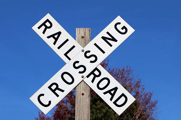 istock Railroad crossing sign 472263026