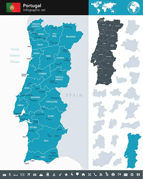 Vector illustration of Portugal - Infographic map - illustration