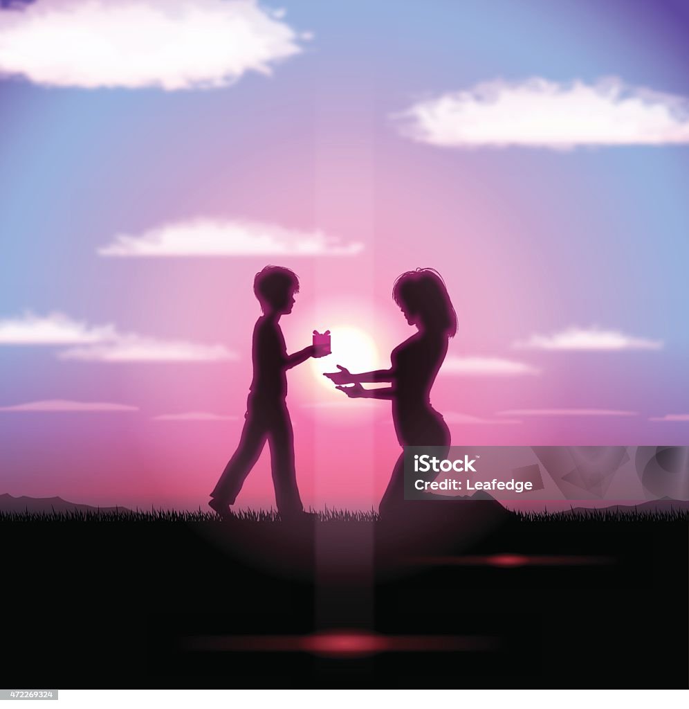 Bối Cảnh Ngày Của Mẹmẹ Và Con Trong Hoàng Hôn Hình minh họa Sẵn có ...