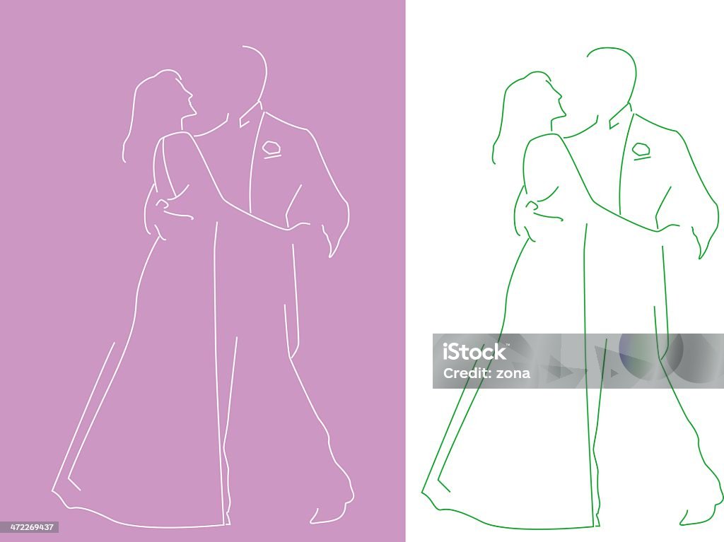 couple dancing simple outline illustration of a classic couple dancing Dancing stock vector