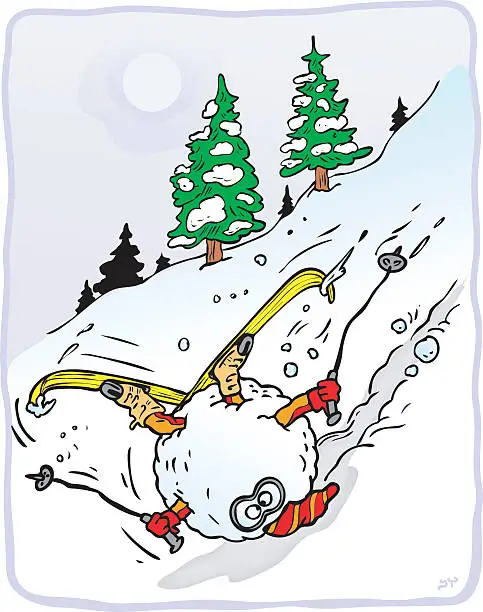 Vector illustration of Ski Vacation Gone Bad (Vector) - Vertical