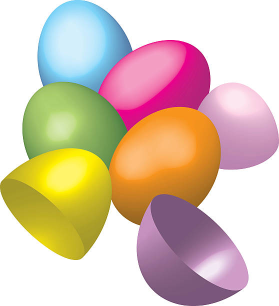 plastic easter eggs vector art illustration